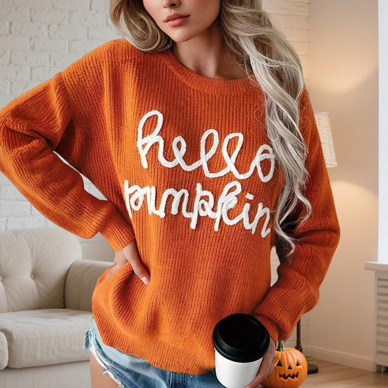 Blusas tipo jersey de manga larga con cuello redondo casuales para mujer