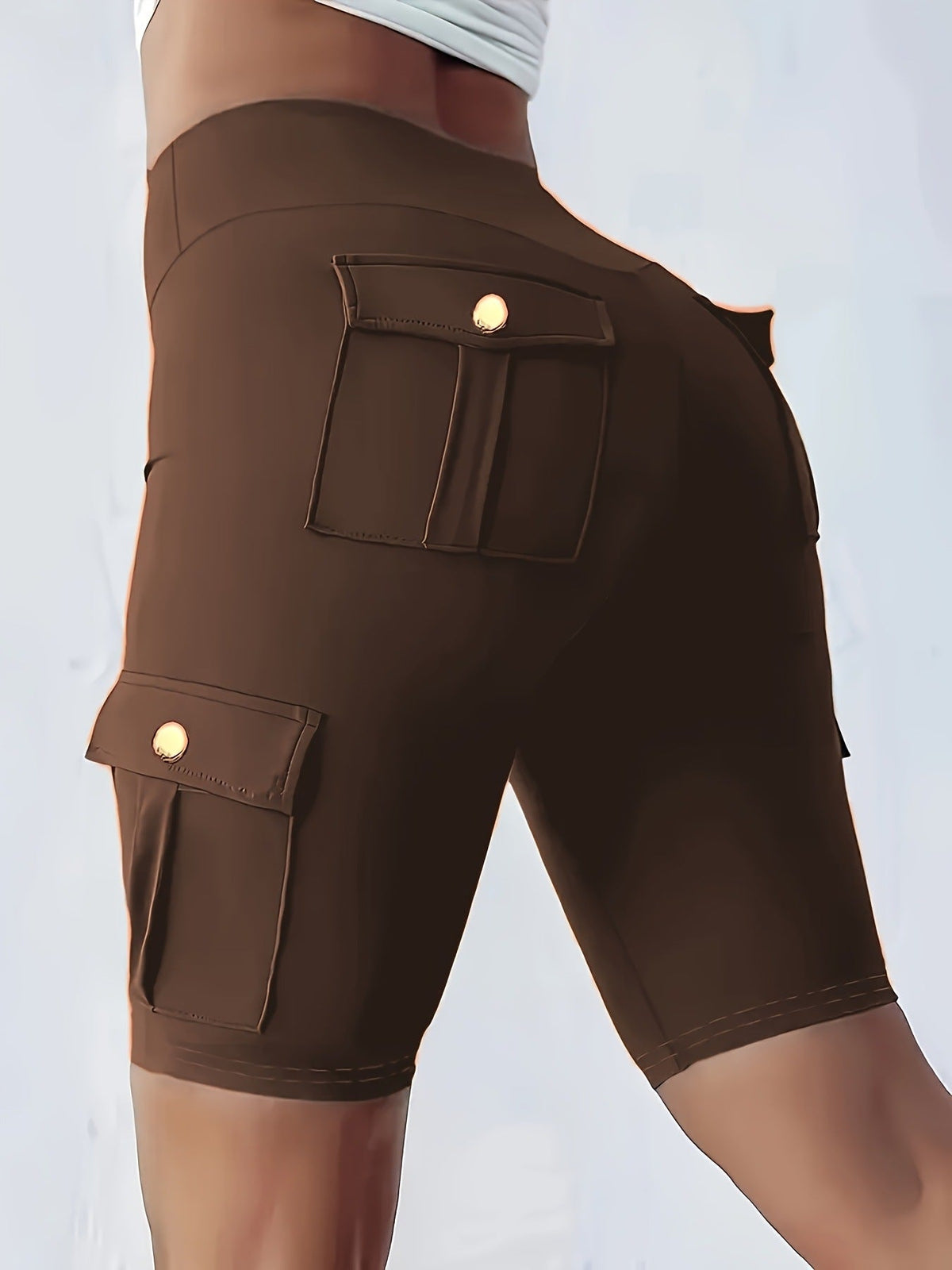 Temu European And American Style Spring And Autumn Pocket Sports Yoga Cargo Shorts Casual Pants Women's Five-Point Pants Tight Leggings