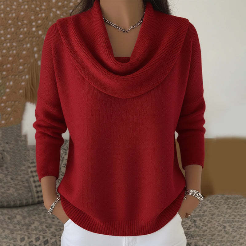 Long Sleeve Knit Sweater Casual Warm Solid Color Pullover Top For Autumn Winter Clothing