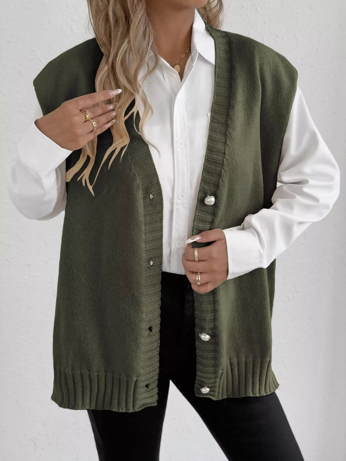 Button-Down Button Up Sweater Vest