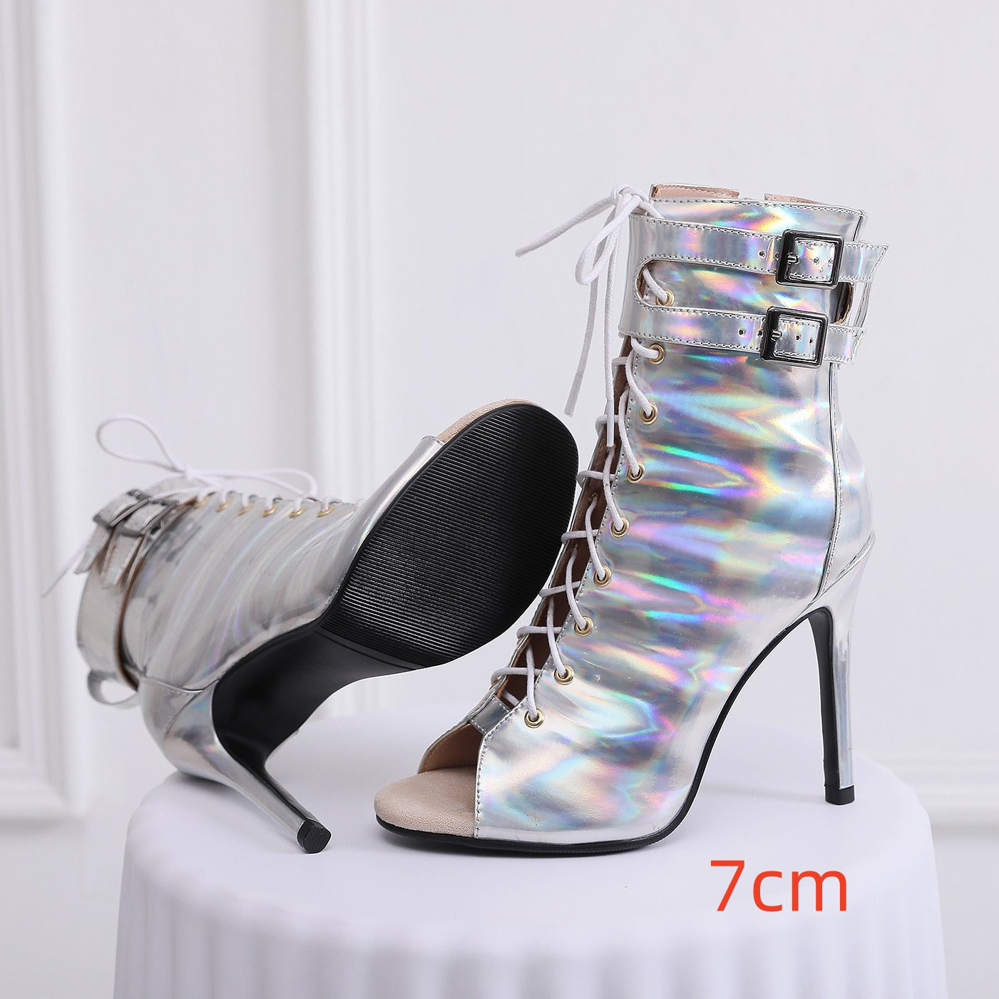 Stiletto Peep-Toe Mesh High-Heel Sandals
