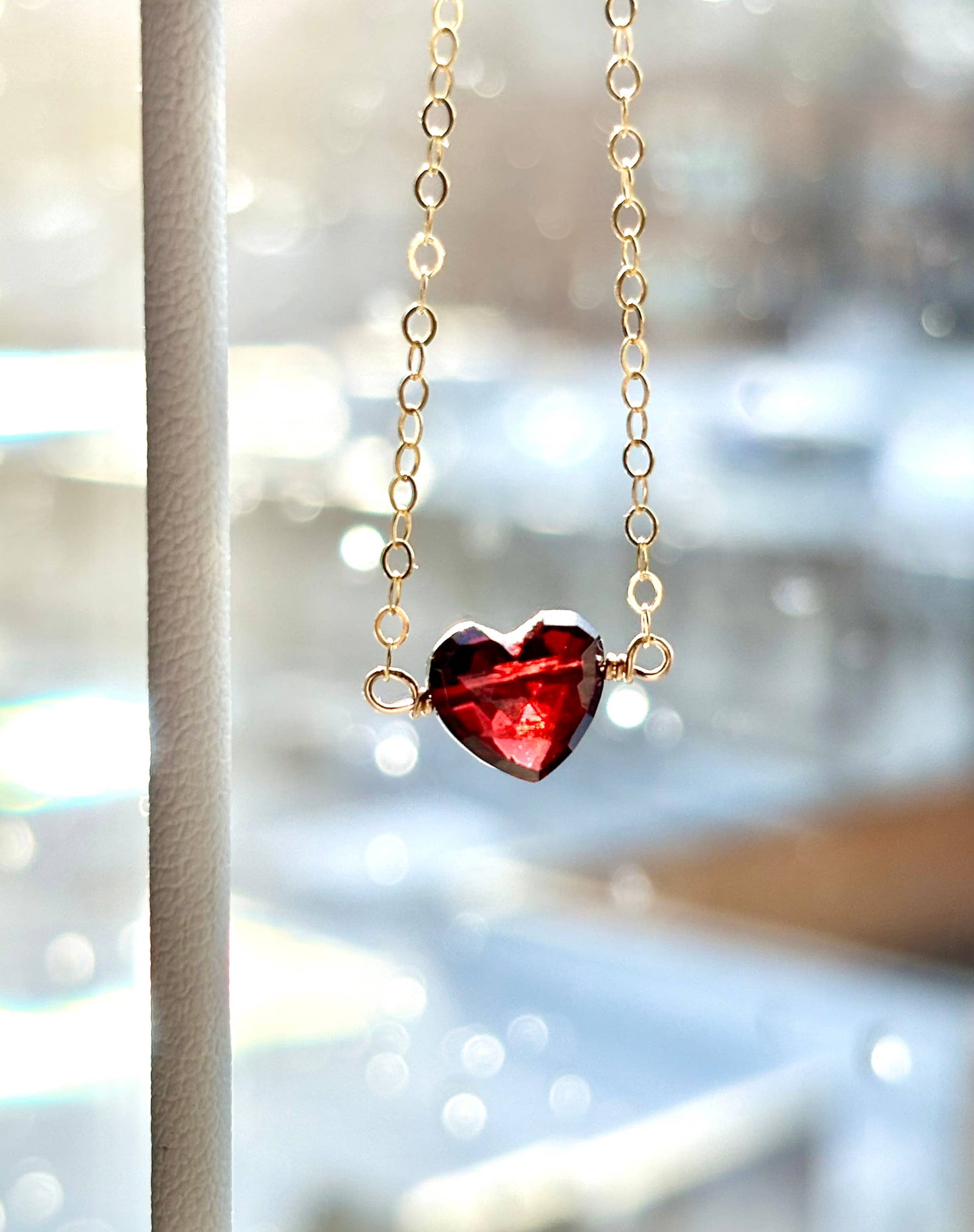 Garnet Heart Necklace