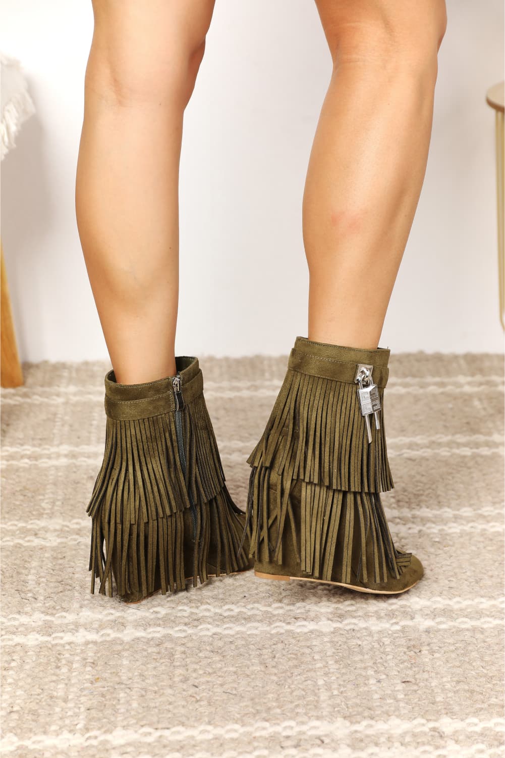 Botines de tacón de cuña con borlas para mujer Legend