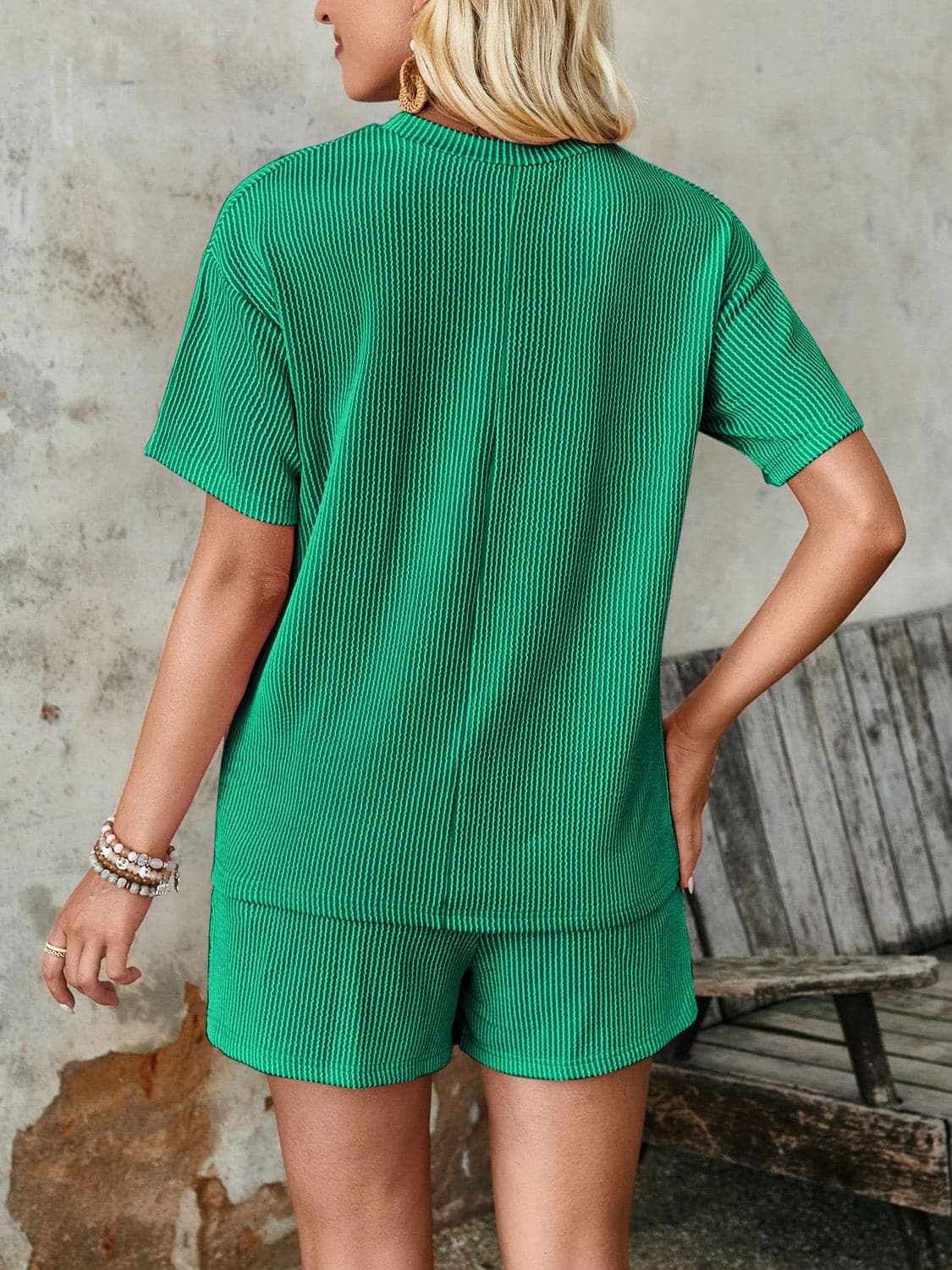 Two-Piece Sets Trendsi Textured Loungewear Set Women's Casual Shorts & Top - Soft & Comfy