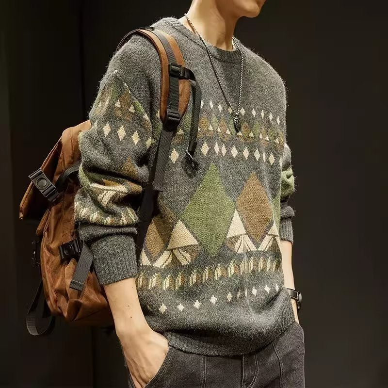 Retro Oversized Mens Sweater Top