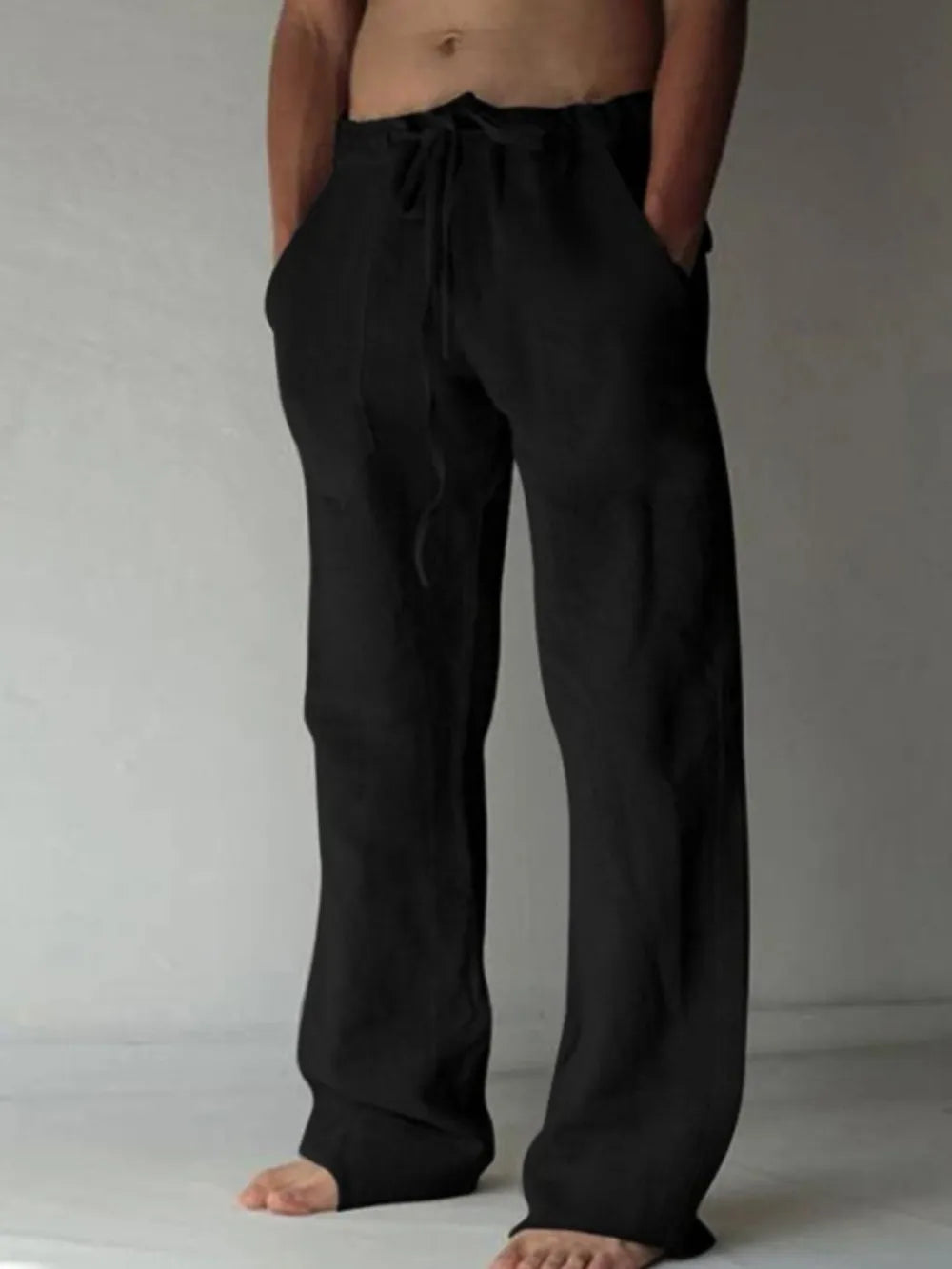 Pantalones de hombre de talla grande con cordón y corte holgado