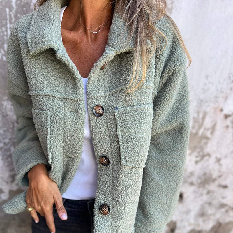 Chaqueta Sherpa para mujer de talla grande en color liso