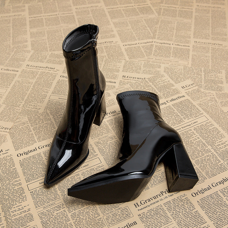 Women's Pointed-Toe Block Heel Boots