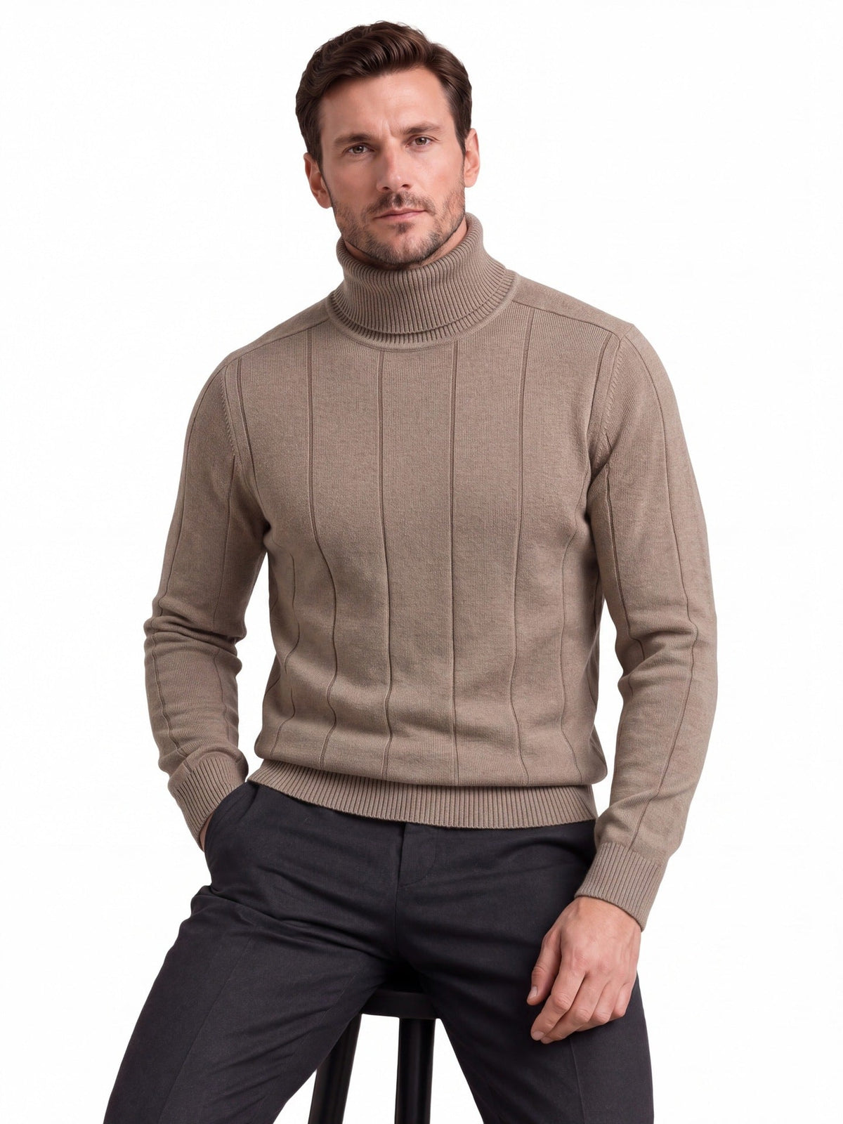 2026 Autumn Winter Cross-Border Trade Thickened Warm Sweater For Men, High Collar Slim Fit Men's Knitwear
