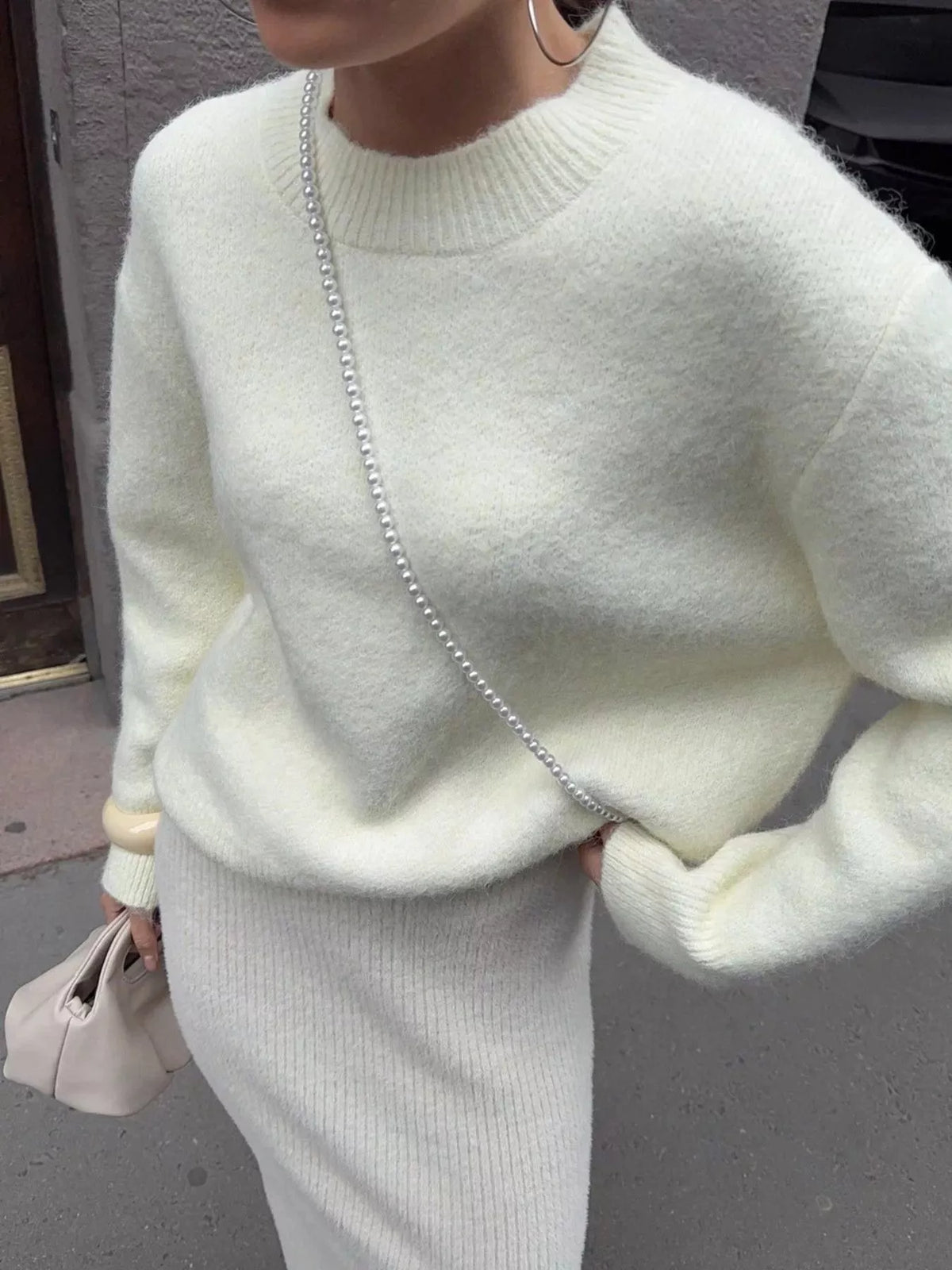 Round Neck Dropped Shoulder Sweater
