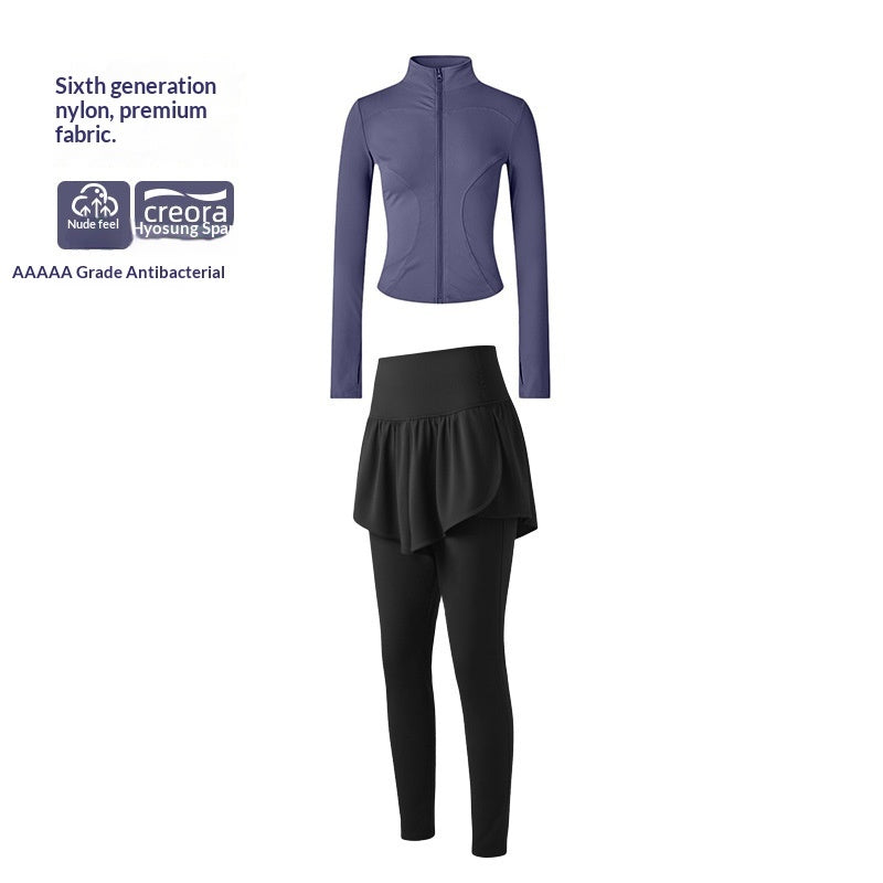 Long, Stand-collar Yoga Jacket For Womenideal For Pilates Outdoor Workouts And Running