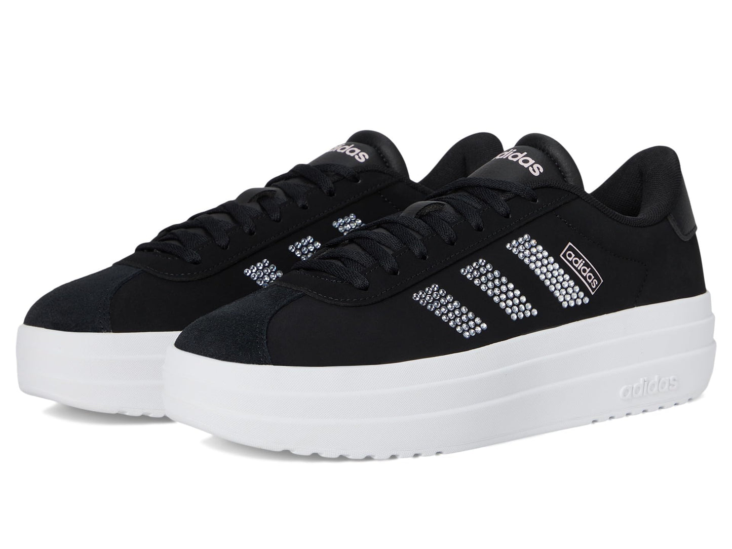 adidas Womens VL Court Bold Sneaker Black/White/Clear Pink 7.5