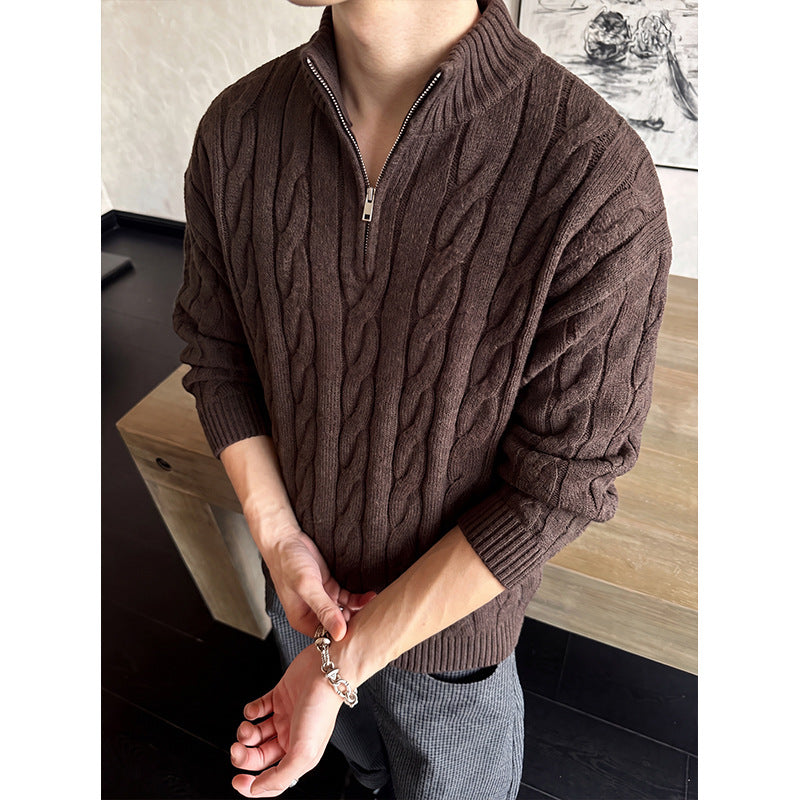 Men's Textured-knit Sweater With A Preppy Old-money Vibe