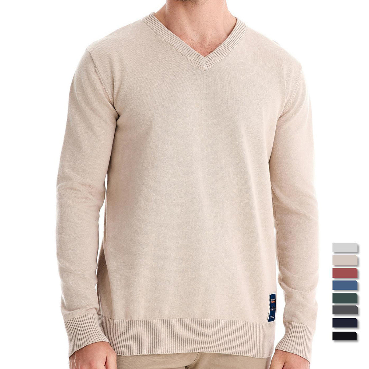 Autumn And Winter New Cotton Cross-border Trade Solid Color Sweater V-Neck Trendy Men's Sweater Men's Sweater