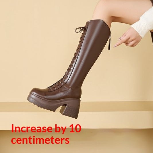 Womens Over-the-knee Boots With Ultra-high Chunky Heels For Added Height