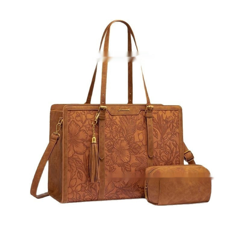 Women's Laptop Bag Vintage Leather Large Capacity