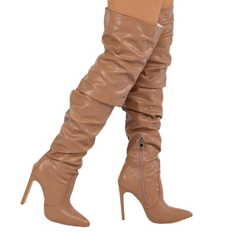 Chunky-heeled Womens Boots With A Side Zipper