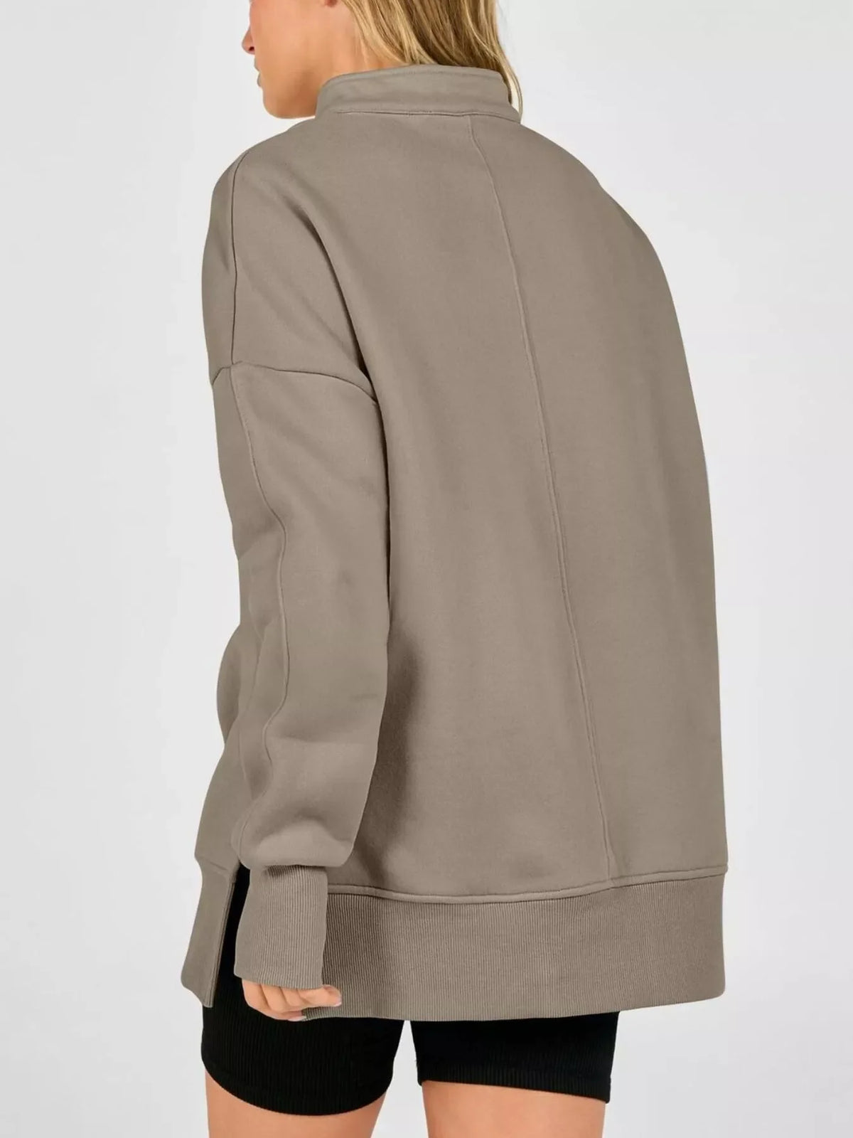 Quarter-Zip Dropped Shoulder Sweatshirt