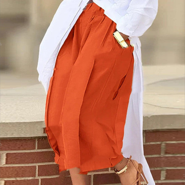 Pantalón Caprí Ancho de Algodón Liso para Mujer