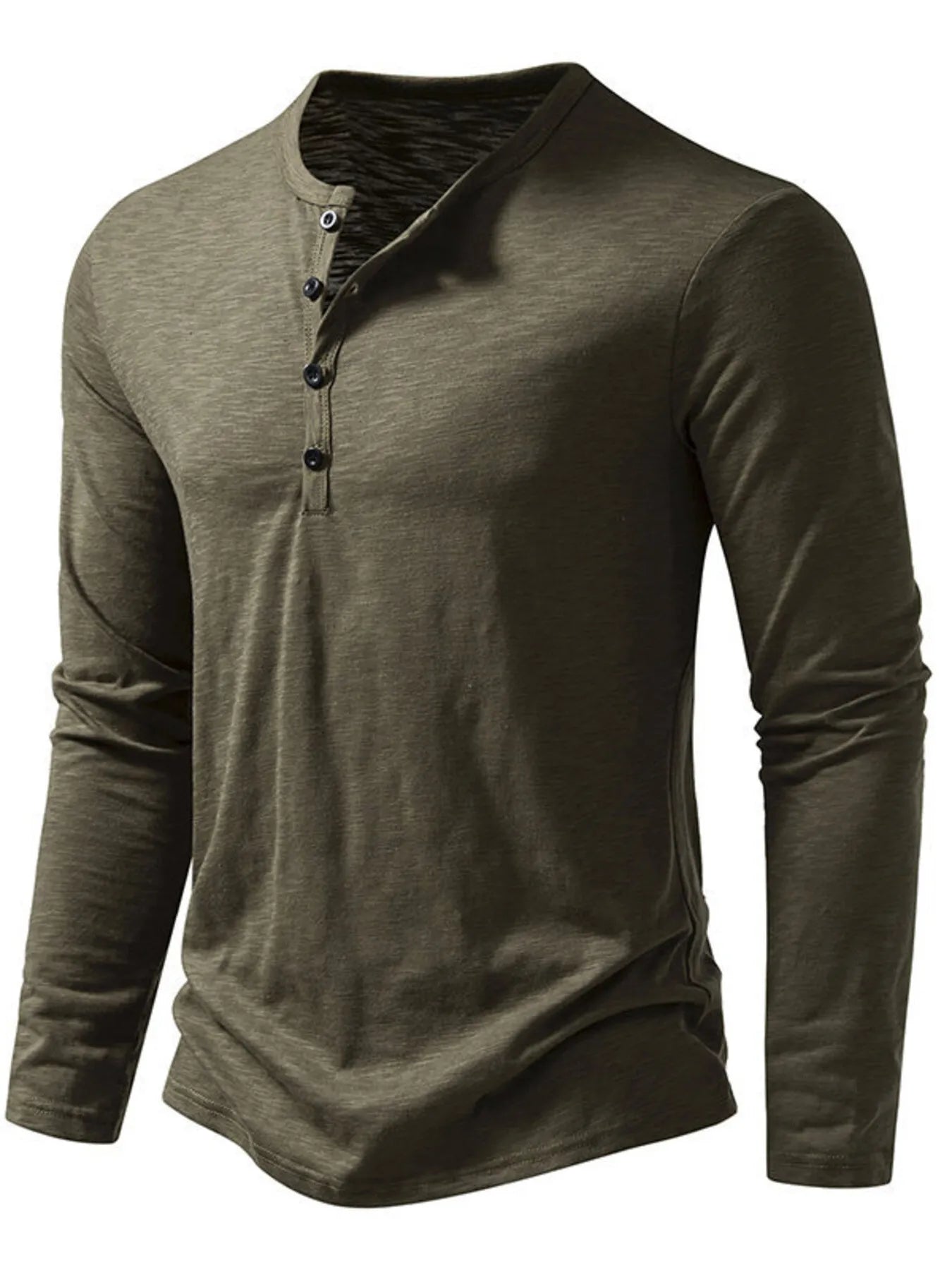 Camiseta de manga larga con botones para hombre