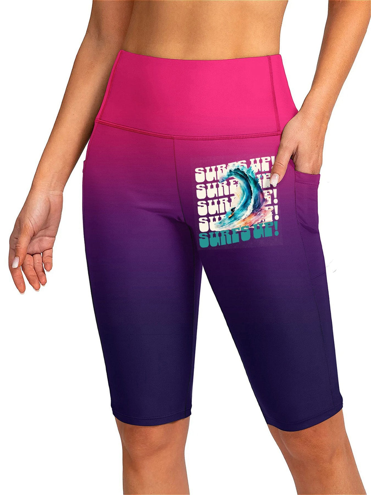 Surf's Up Women's Knee-Length Swim Bottoms (Front Printing)