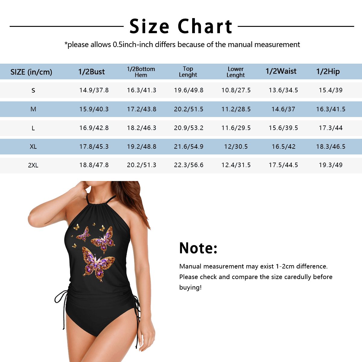 Women's Gold & Purple Butterfly Tankini Swimwear Set (Made in USA)