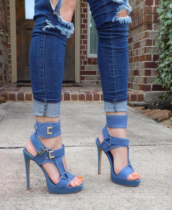 Women's Buckle Super High-Heel Platform Sandals