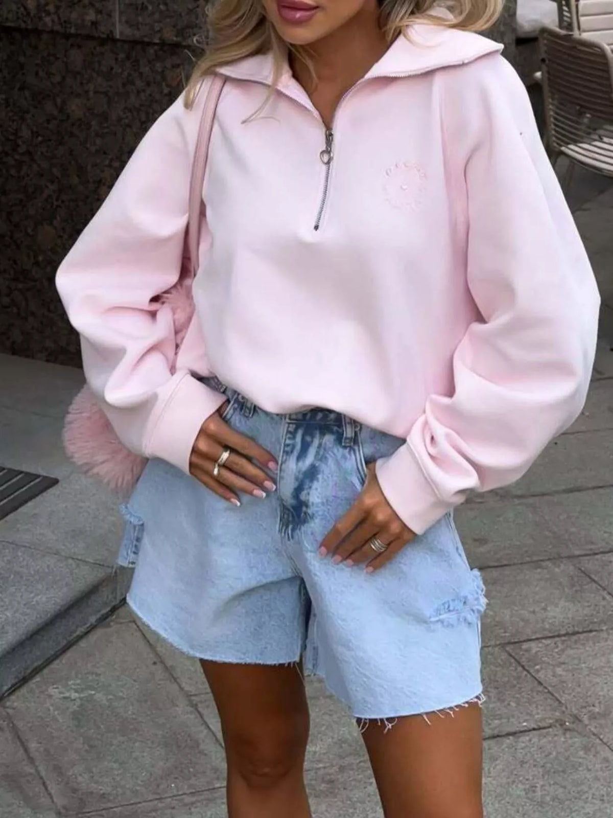 Half Zip Long Sleeve Sweatshirt