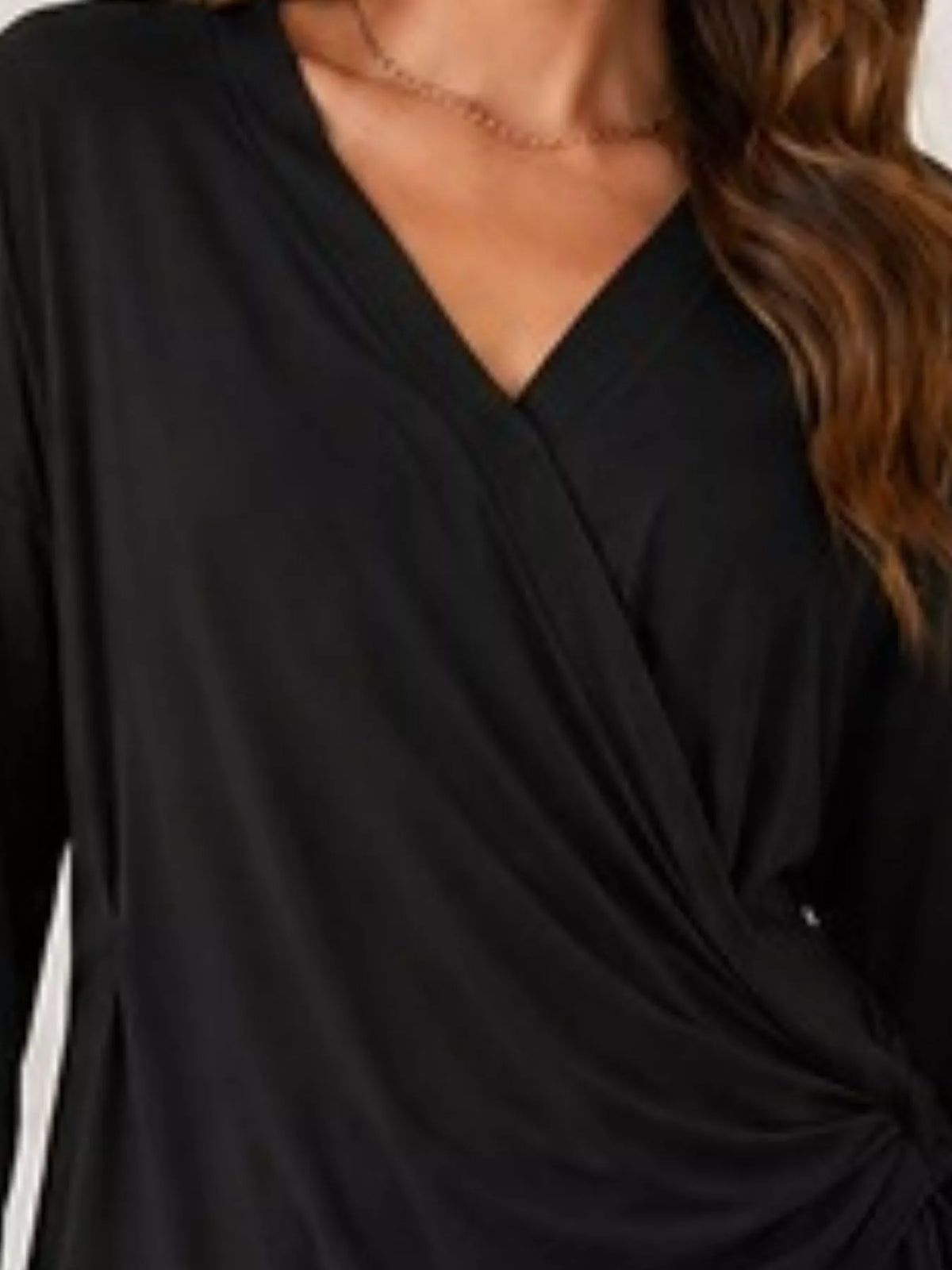 Long Sleeve Wrap T-Shirt with Side Knot Detail