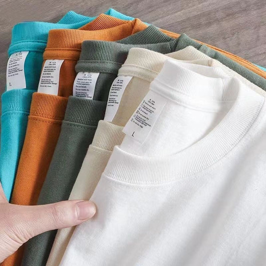 Camiseta de algodón de cuello redondo y fondo grueso