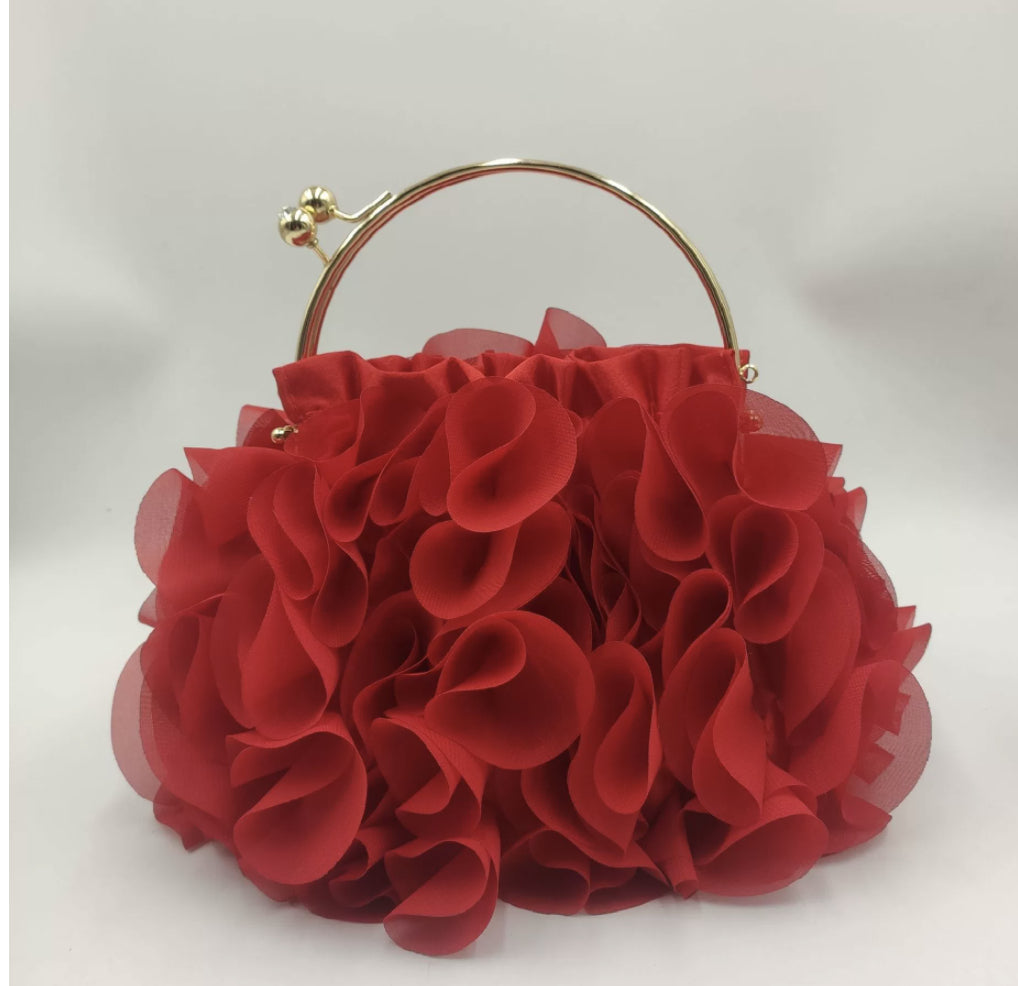 Ruffled Floral Handbag