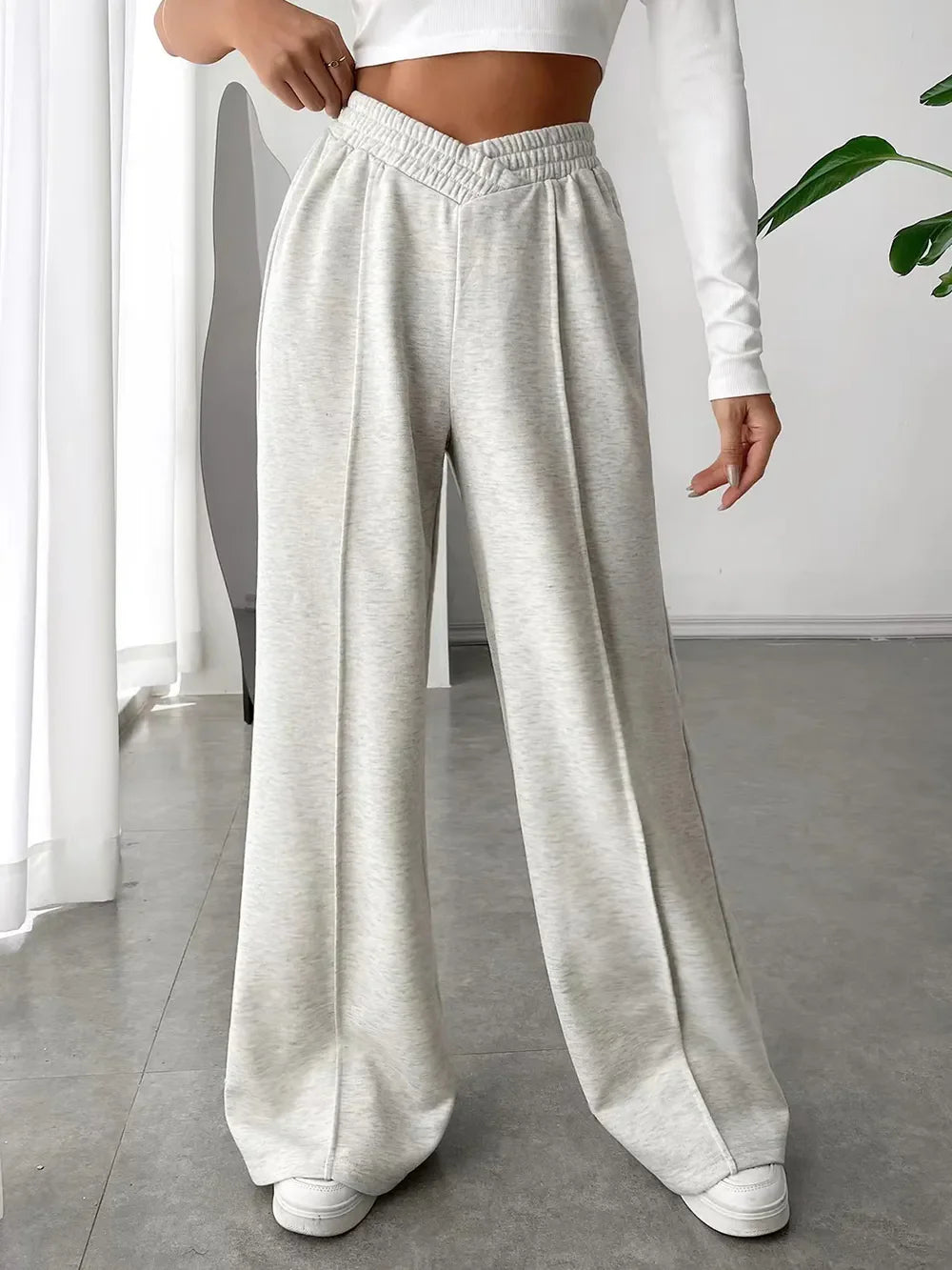Pantalones de pernera ancha con cintura elástica