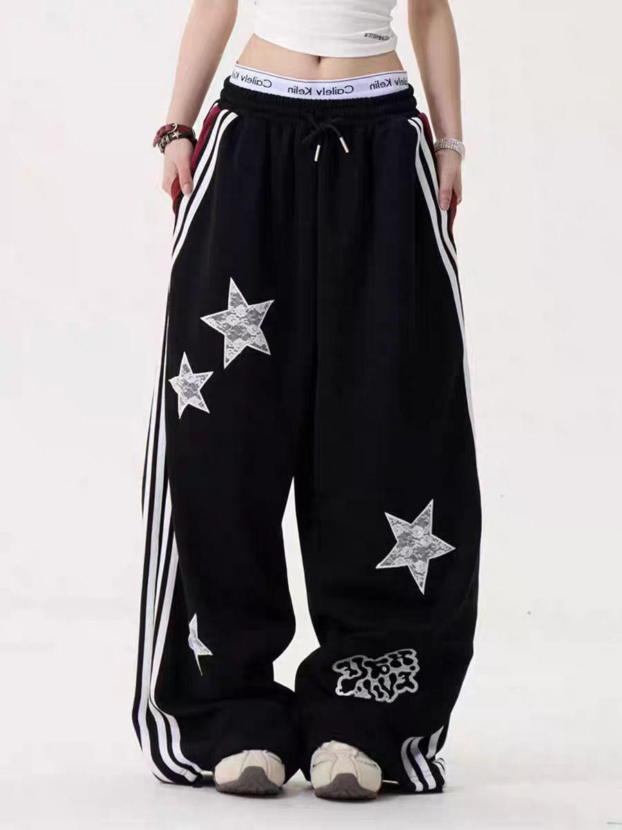Retro Star-embroidered Casual Sports Sweatpants
