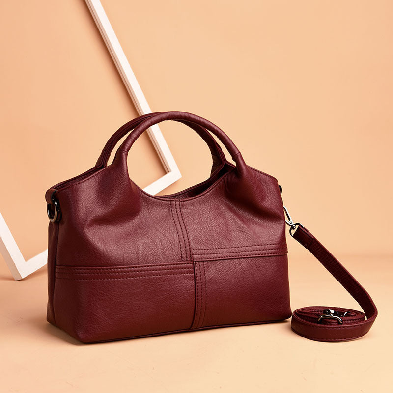Lightweight Splicing Soft Leather Large Capacity Bag