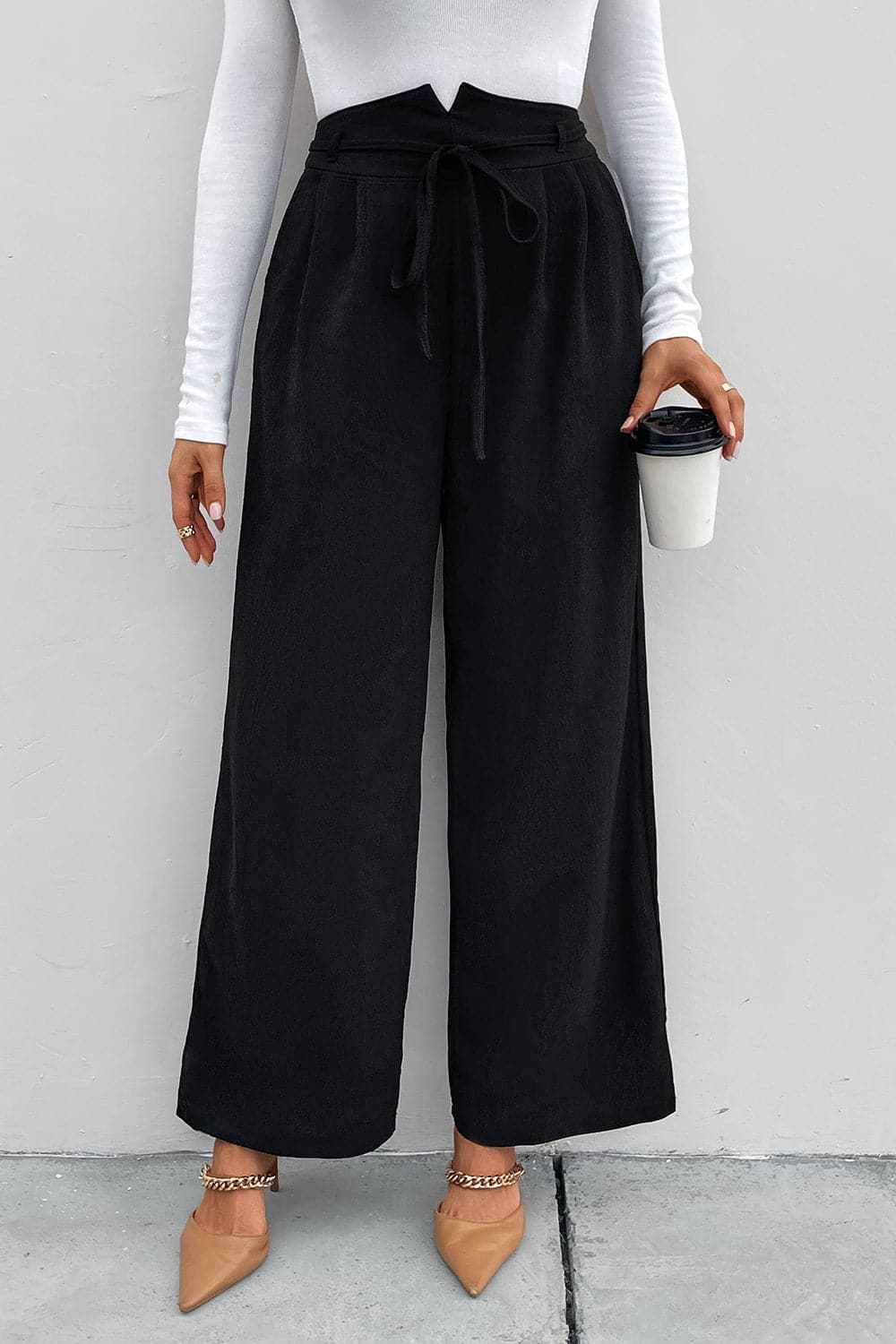 Trendsi High Waist Wide Leg Women's Pants Casual Trousers Chic & Trendy