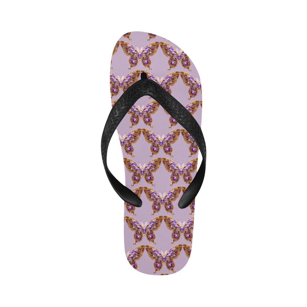 Purple Butterfly Unisex Flip Flops (Made in USA)