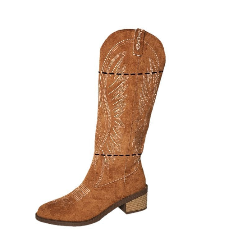 Women's Vintage Embroidered V-Cut Martin Boots