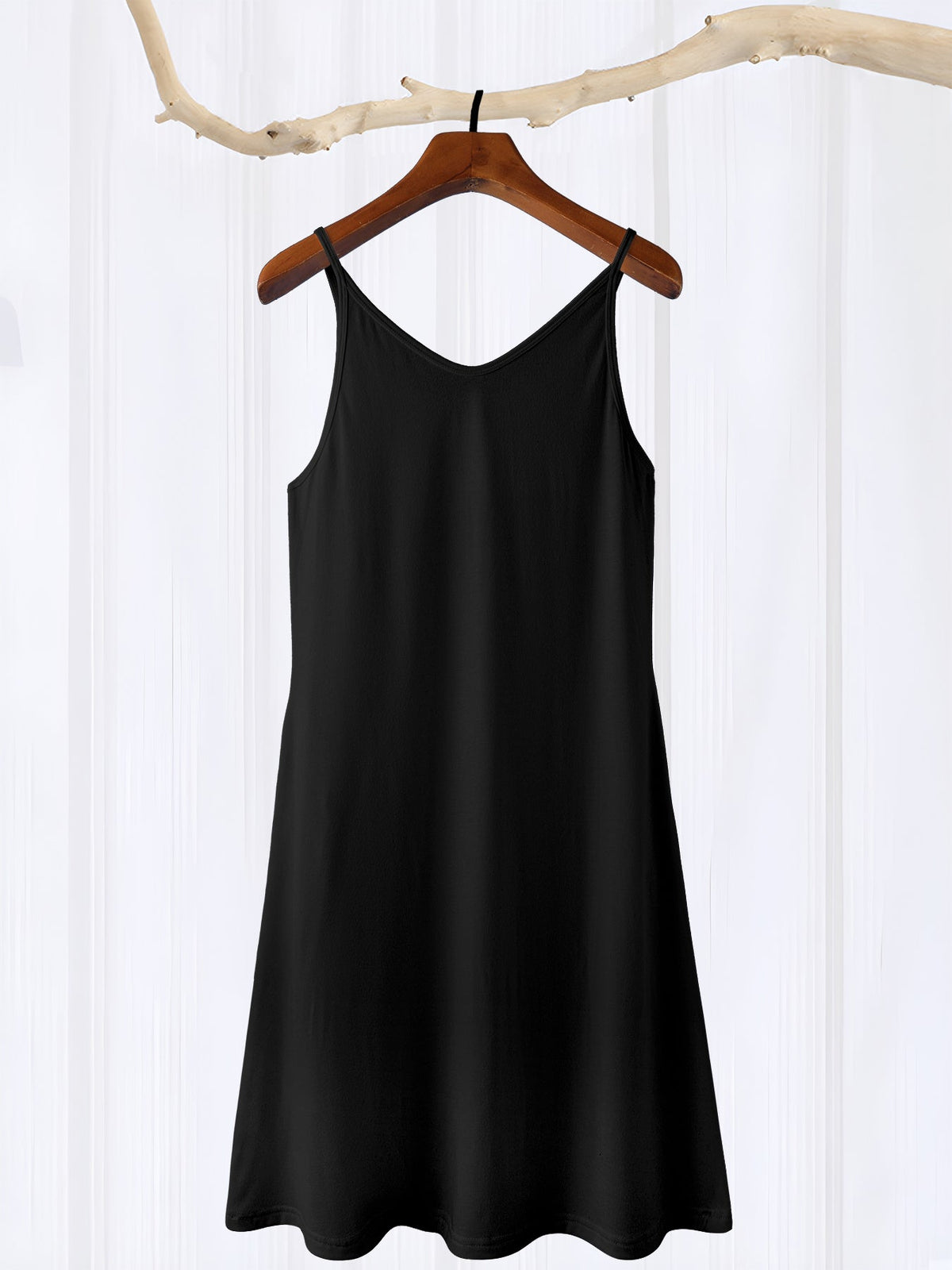 Cute Black Puppy Sleeveless Short Cami Dress (Front Printing)