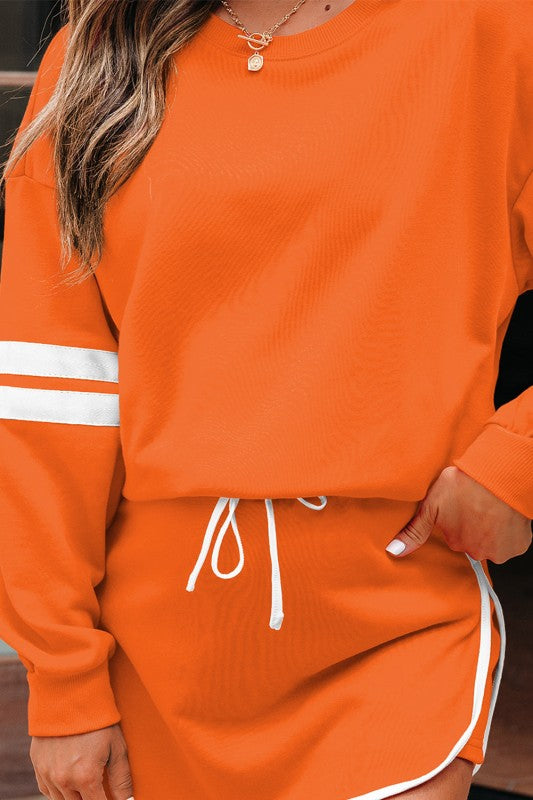 Conjunto de jersey y minifalda Varsity Stripe