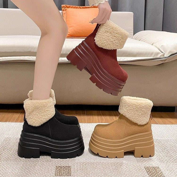 Short Plush Thickened Warm Platform Boots