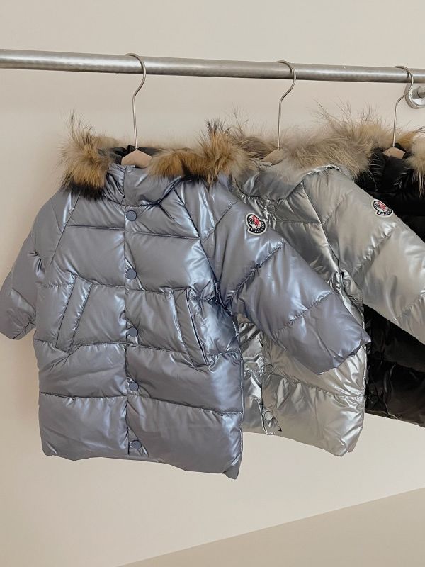 Autumn And Winter Children's Down Jacket Mid-length Big Fur Collar Thick Down Coat Glossy Winter Children's Clothing Wholesale