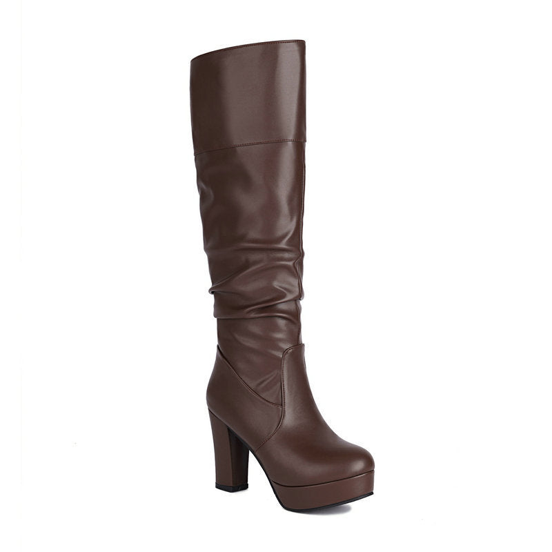 Waterproof Platform High-top Riding Boots For Women