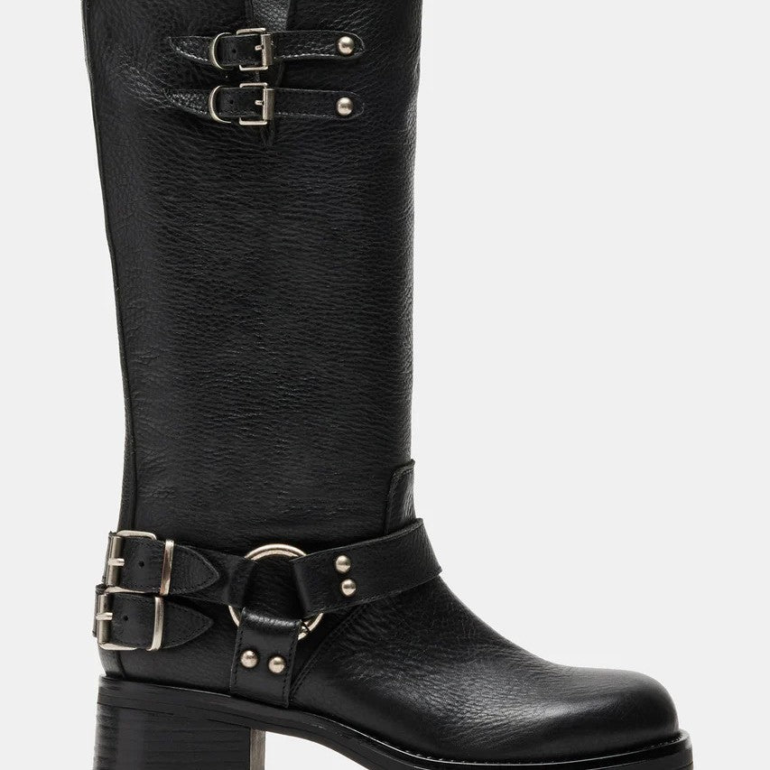 Round-toe Belt Buckle High-top Boots