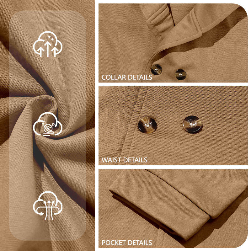Men's Hooded Trench Coat For Cross-border Foreign Trade, Warm Sweatshirt For Spring & Autumn On Amazon, European Size Casual Loose Zip-up Jacket For Men