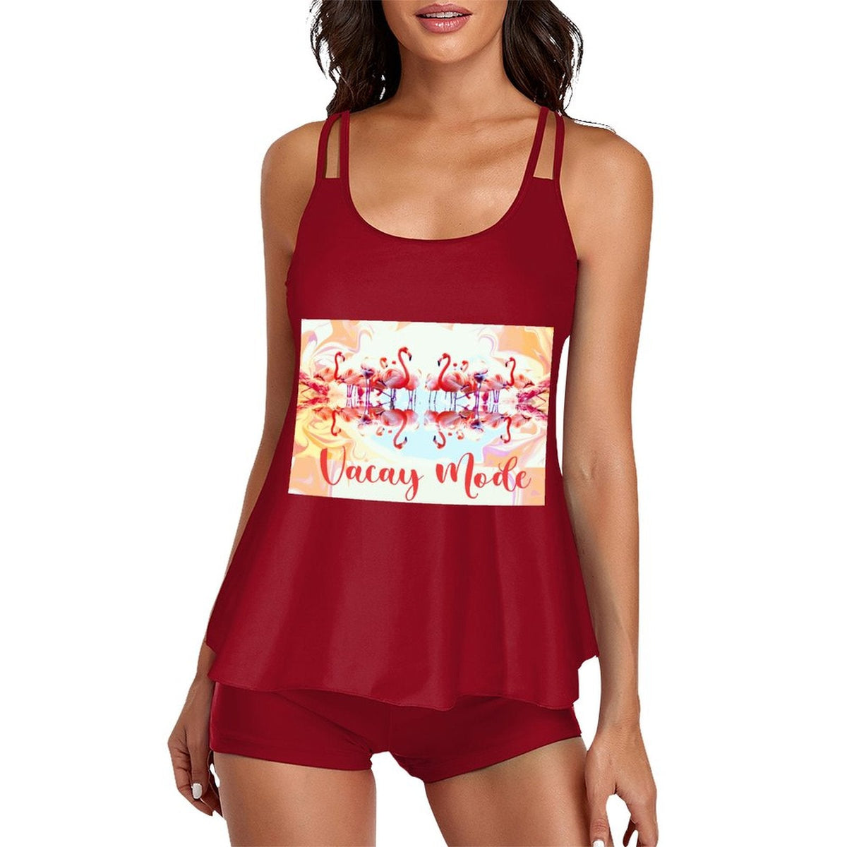 Flamingos in Vacay Mode Tankini Two-Piece for Women (Made in USA)