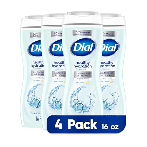 Dial Body Wash Healthy Hydration Hyaluronic Acid plus Vitamin E 16 fl oz (Pack of 4)