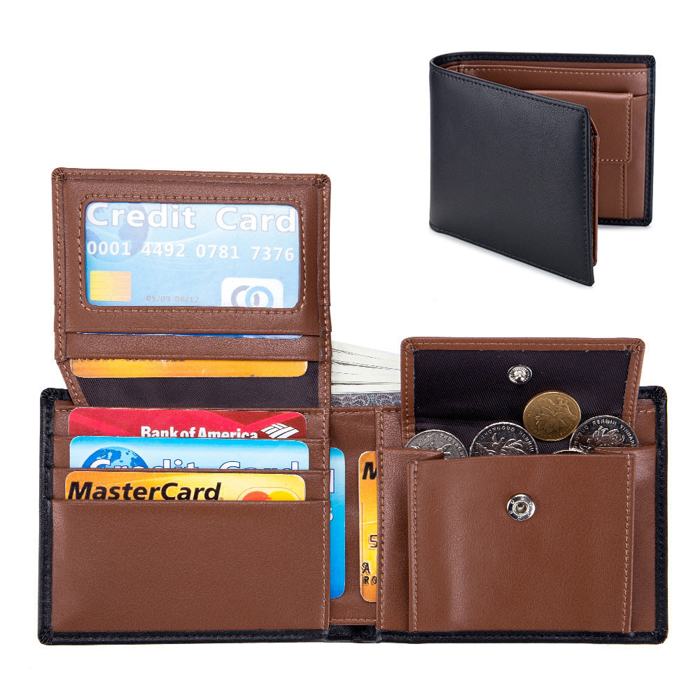 Men's Short Genuine Leather Trifold Wallet