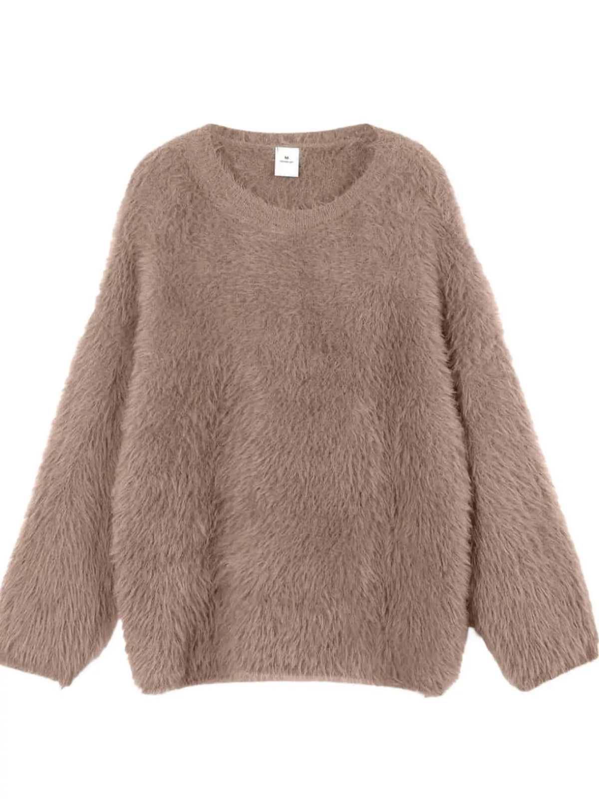 Fuzzy Round Neck Long Sleeve Sweater
