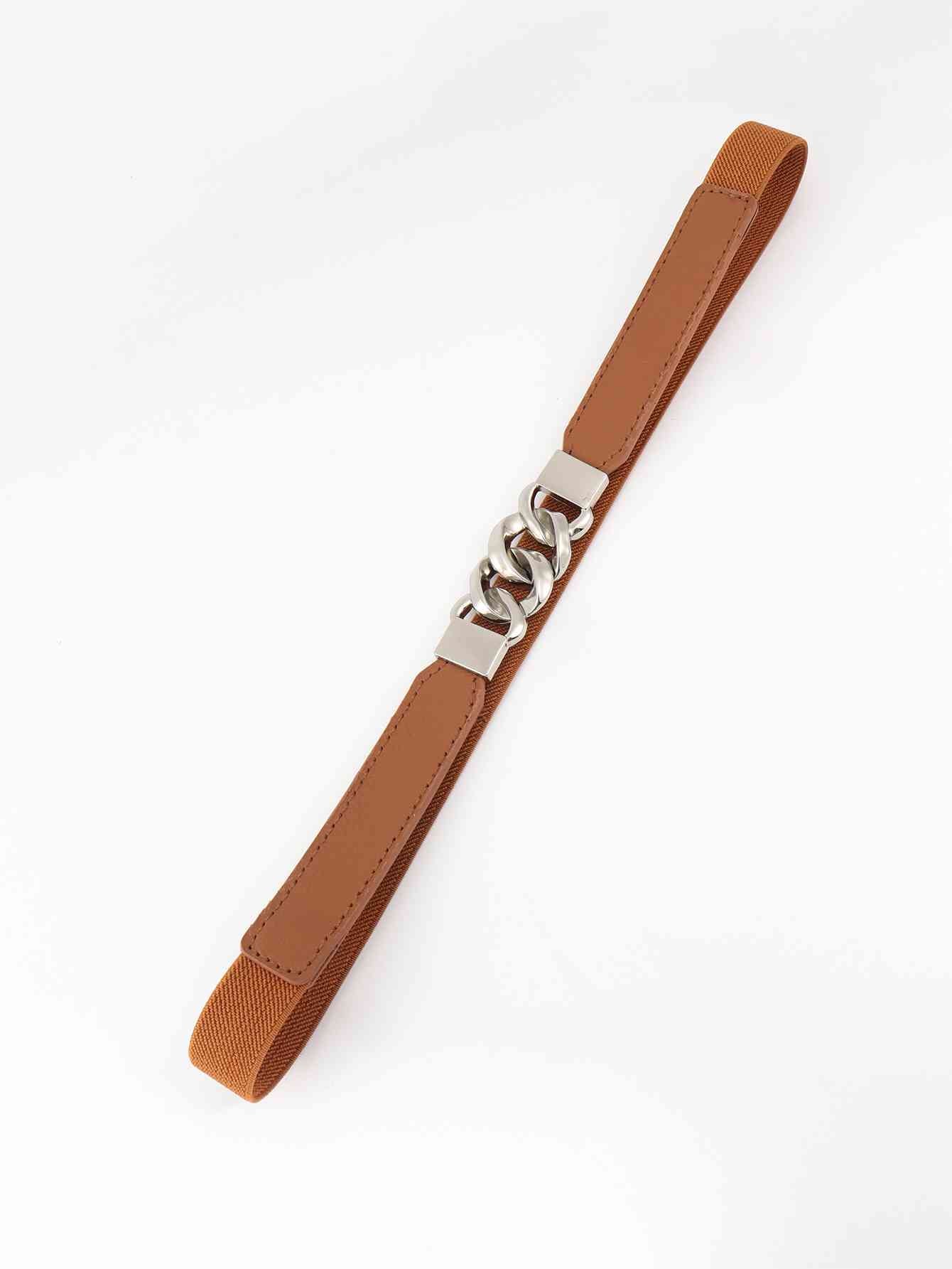 ElegantStyle Zinc Alloy Buckle Elastic PU Belt – Versatile and Stylish Accessory See size chart under “more details”
