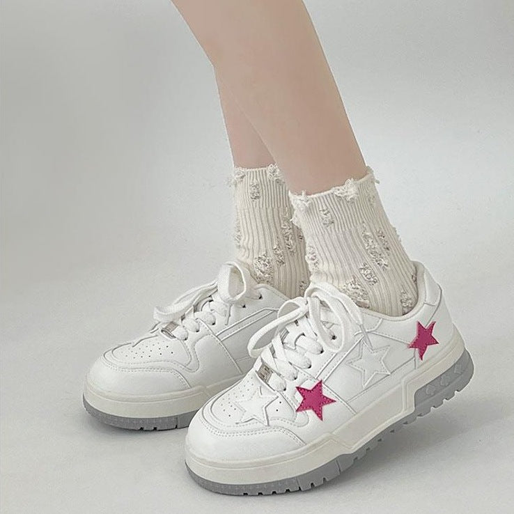 Women Korean Style Round Toe High-end Versatile Low-top Sneakers